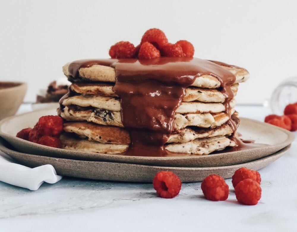 Panquecas com gotas de chocolate