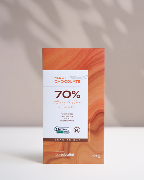 Chocolate 70% orgânico com açúcar de coco e canela | 80g