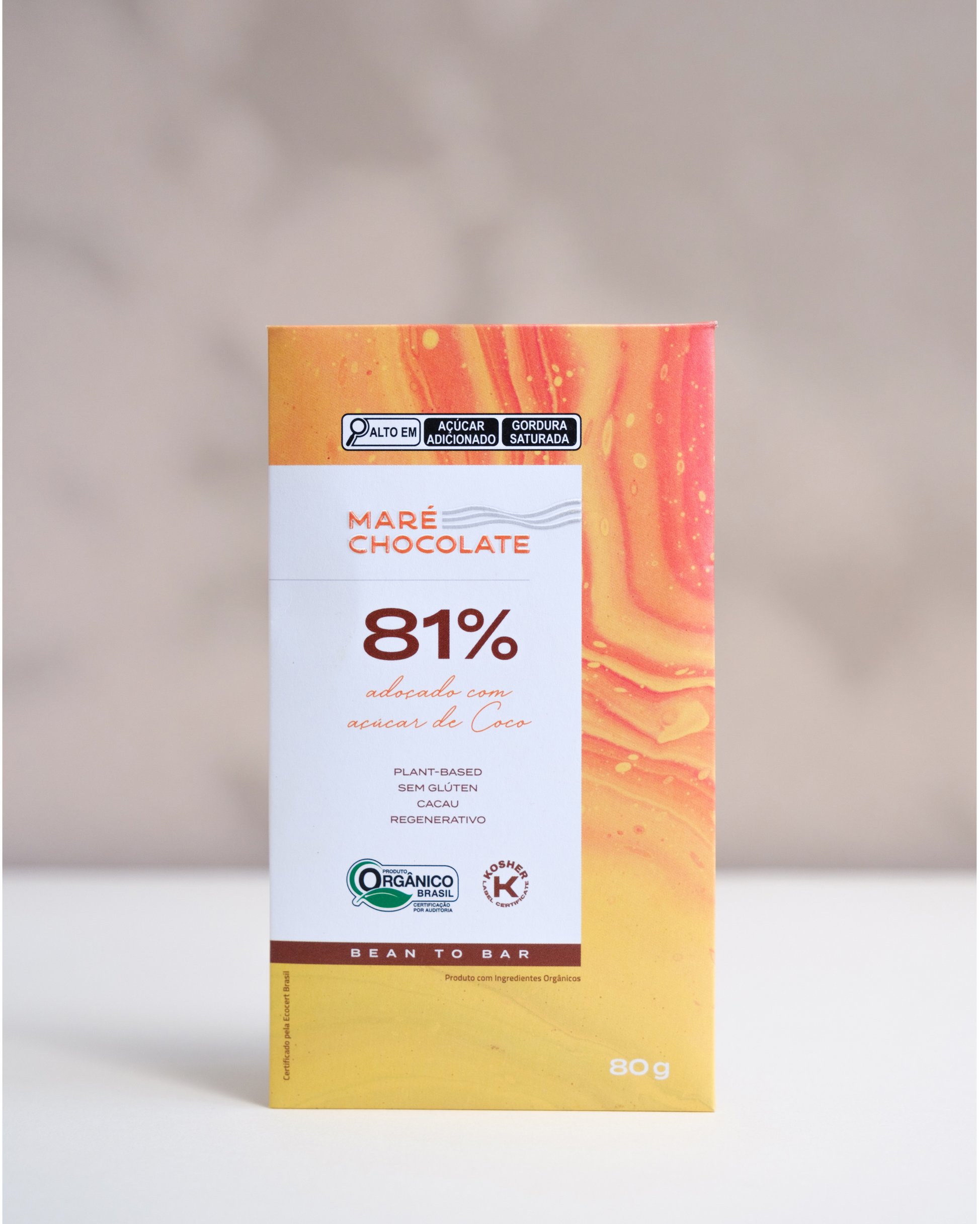 Chocolate orgânico 81% com açúcar de Coco | 80g