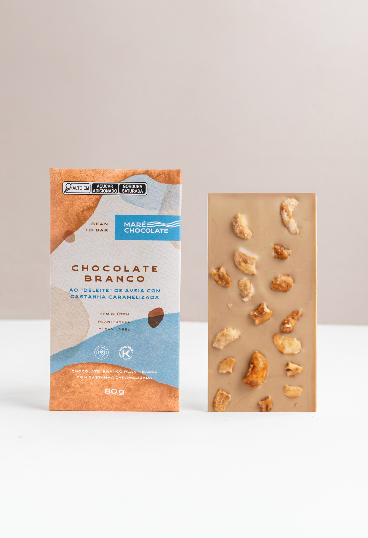 Chocolate Branco com Castanha Caramelizada | 80g
