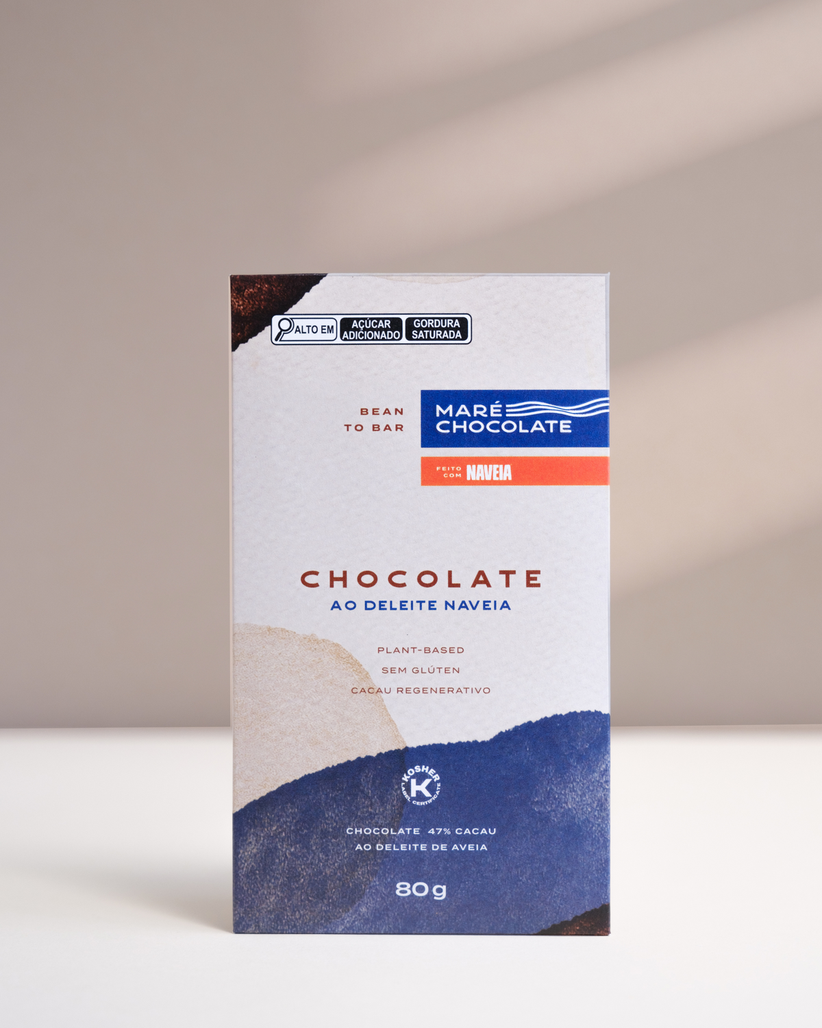 Barra de chocolate 47% ao leite de aveia Maré, sem leite animal, 80g
