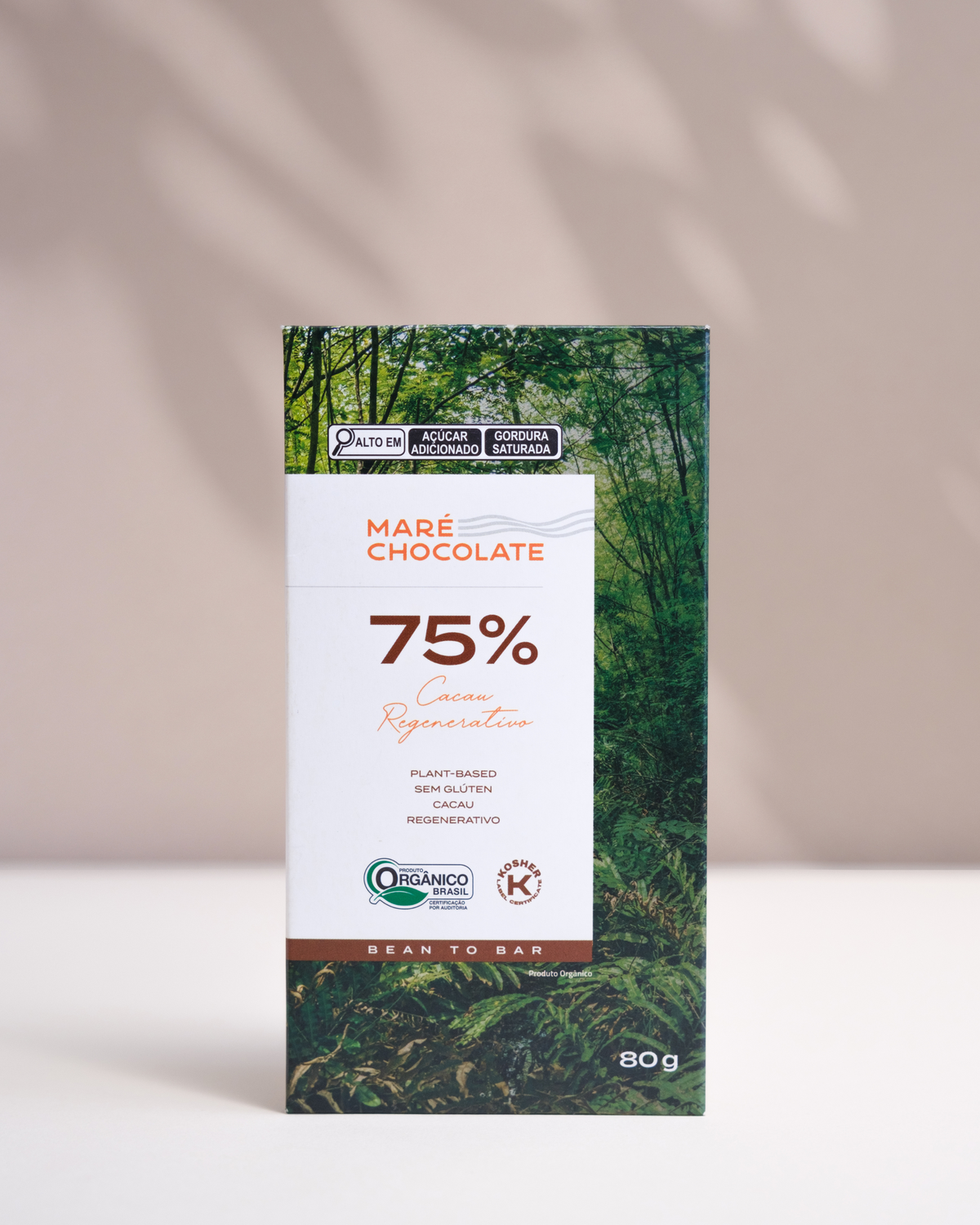 Barra de chocolate 75% cacau puro Maré, 80g